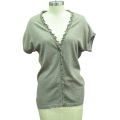 New Design manga curta Fit Knit Mulher camisola